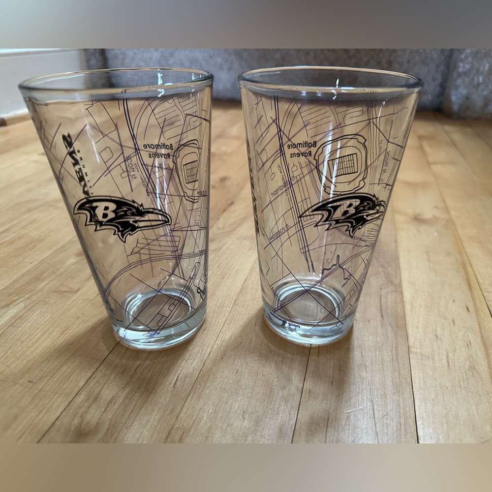 Uncommon Goods NFL Ravens Pint Glasses - Set of 2